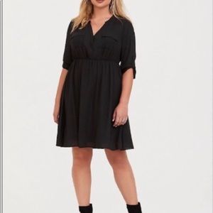 Torrid Black Georgette Shirt Dress EUC